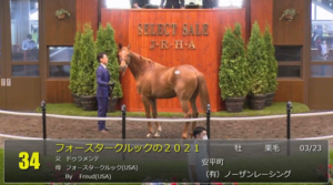 【セレクトセール】フォースタークルックの2021（父ドゥラメンテ）2億円で落札