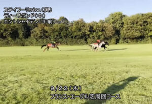 【凱旋門賞】ステイフーリッシュ1週前追い切りディープボンドとエントシャイデンにボコられる