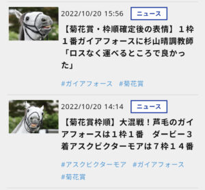 【競馬・菊花賞】ガイアフォース、可愛い