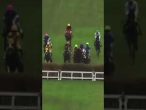 横向きに飛越するが、なんとか体制を整える！