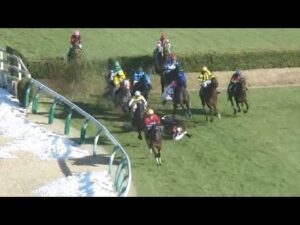 1頭の落馬から複数馬が競争中止