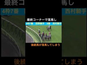 最終コーナーで落馬し、後続馬も落馬してしまう