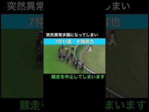 突然異常歩調になってしまい、競走を中止してしまいます