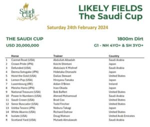 サウジカップデイ 出走予定馬発表