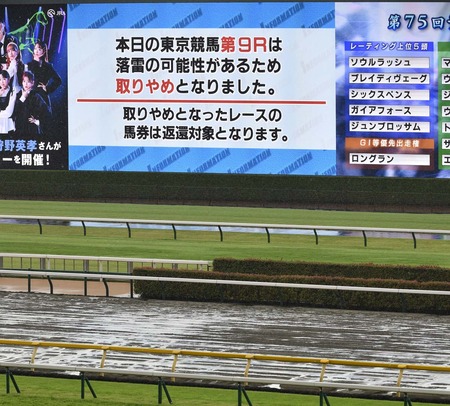 【東京9R】悪天候で落雷の可能性があるため取りやめ