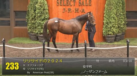 【セレクトセール2025】リリサイドの2024(父エフフォーリア)が17,000万円で落札