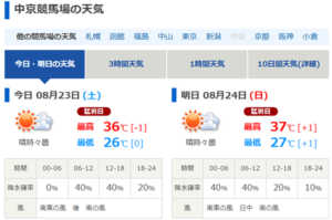 暑熱対策が終了した中京競馬場、今週も猛暑